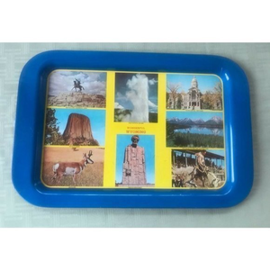 VTG Wonderful Wyoming Dish‎ Tray Small Platter Tetons Devil’s Tower Old Faithful